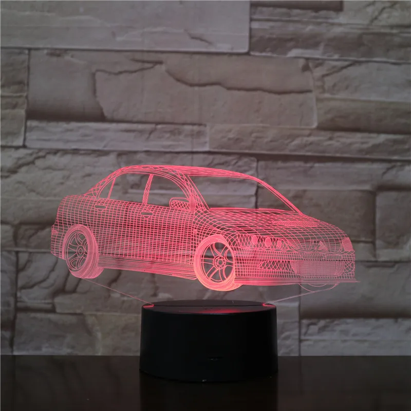 Светодиодный ночсветильник 3D Для Седана настольная лампа с 3 аа батарейками