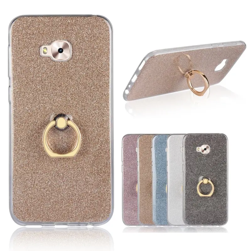 Luxury Ring Holder Case for Asus Zenfone 4 Selfie Pro ZD552KL Glitter Silicon TPU Gel Back Cover Grip Capinhas Coque Etui Hoesje |