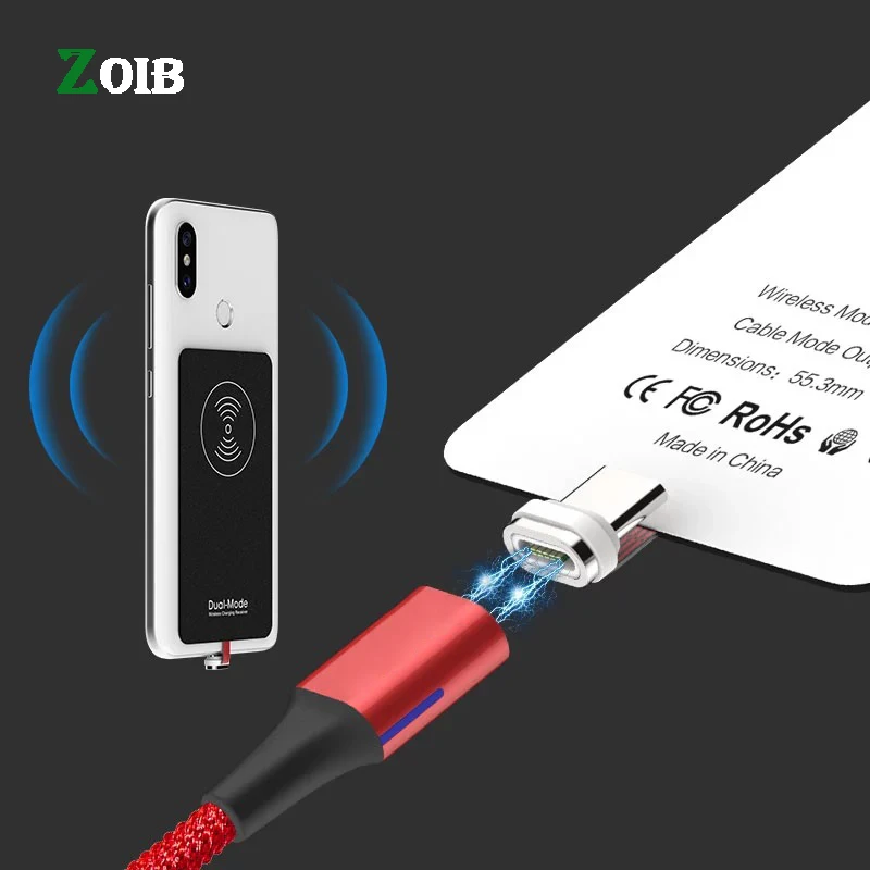 Qi магнитный беспроводной зарядный приемник USB кабель для iPhone Samsung Huawei двухрежимный беспроводной и QC3.0 проводной модуль быстрой зарядки
