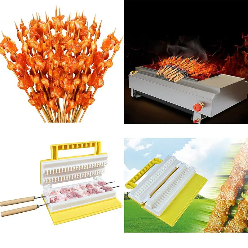 BBQ Brochettes Maker Double / Single Row Meat Skewer Machine Barbecue Tools Outdoor Kitchen Accessories | Спорт и развлечения