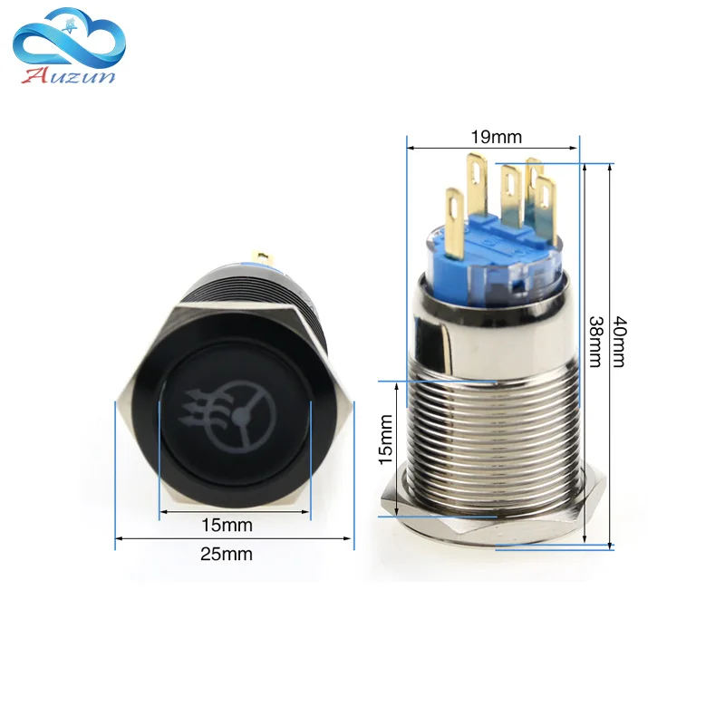 Металлический самоблокирующийся кнопочный переключатель черный окислительный