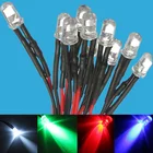 Белый синий красный зеленый желтый 12 В Предварительно смонтированные светодиоды лампочсветильник 5 мм предварительно подключенный светодиодный Диод DC12V F5 излучающие диоды