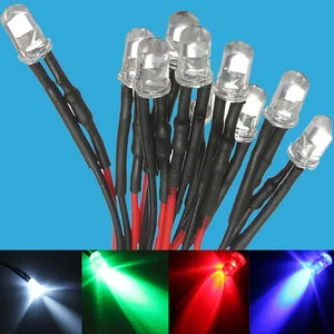 Белый синий красный зеленый желтый 12 В Предварительно смонтированные светодиоды лампочсветильник 5 мм предварительно подключенный светодиодный Диод DC12V F5 излучающие диоды