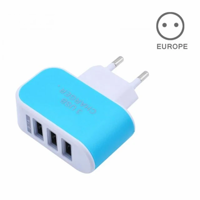 EU-Blue Зарядное устройство EU/US с 3 портами USB зарядное устройство для путешествий AC зарядное устройство s адаптер для путешествий аксессуары - Цвет: EU-Blue