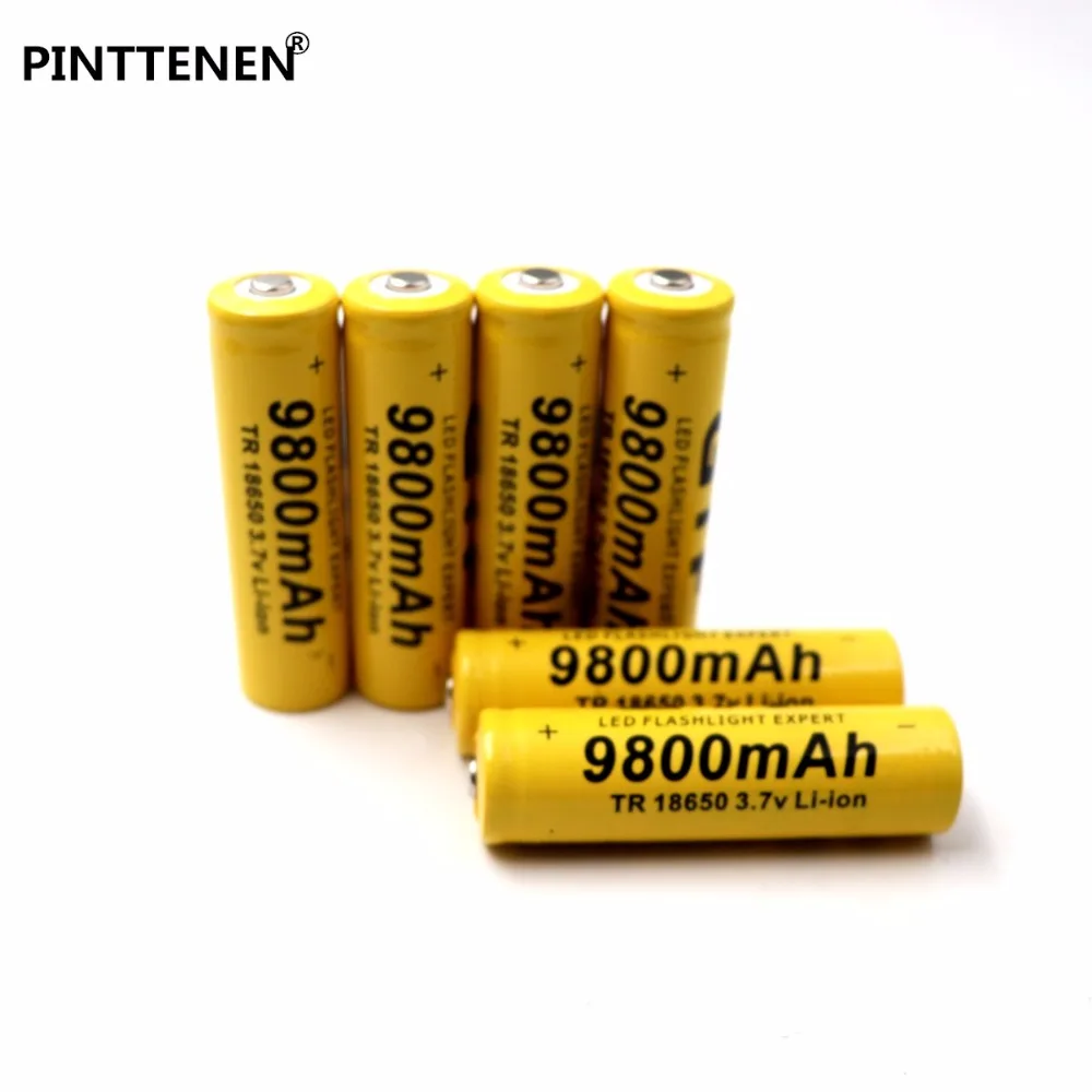 Pinttenen 18650 Батарея Перезаряжаемые Батарея 3,7 V 18650 9800mAh литий-ионный аккумулятор Батарея для фонарик с ЕС Зарядное устройство для 18650 Батарея