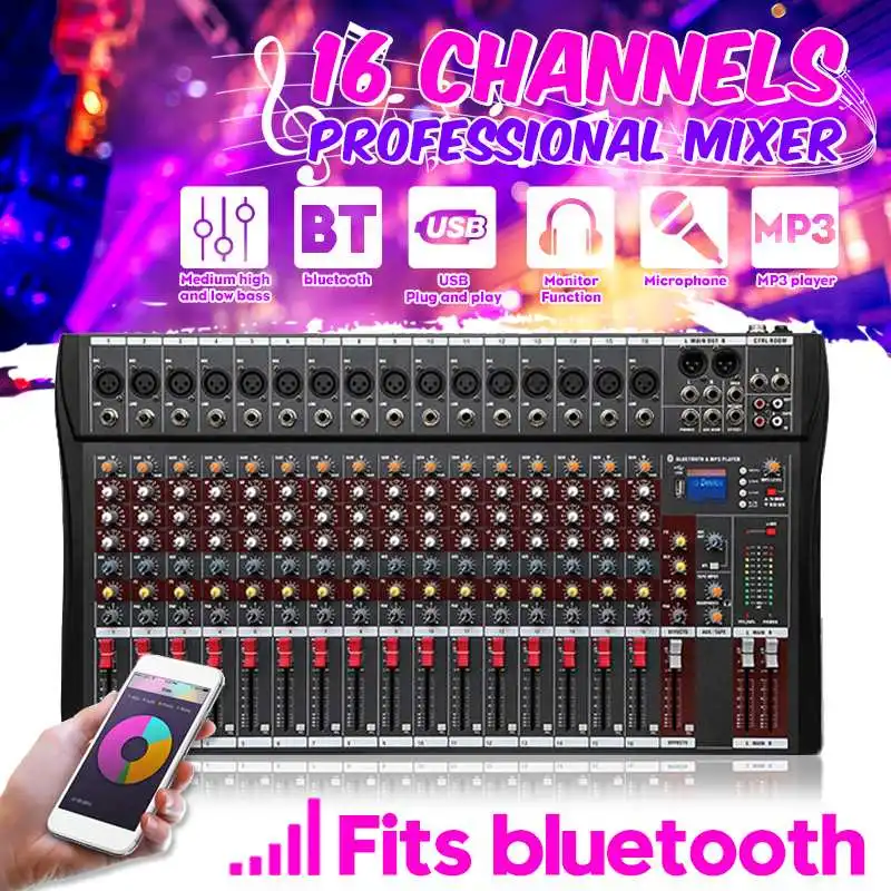 Профессиональный 16 канальный 3 полосный bluetooth цифровой микрофон звуковой микшер