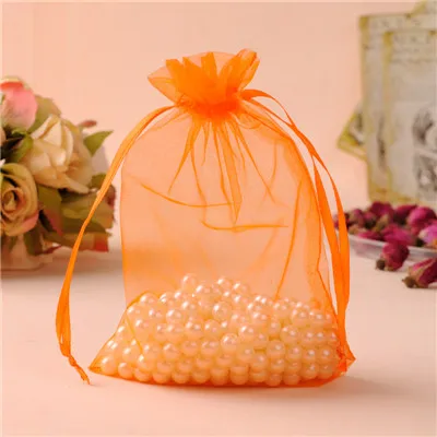 Orange Bolsas de regalo, сумки из органзы, 15x20 см, 100 шт, organizador de joyas, свадебные украшения, Подарочная сумка с логотипом на заказ - Цвет: Orange