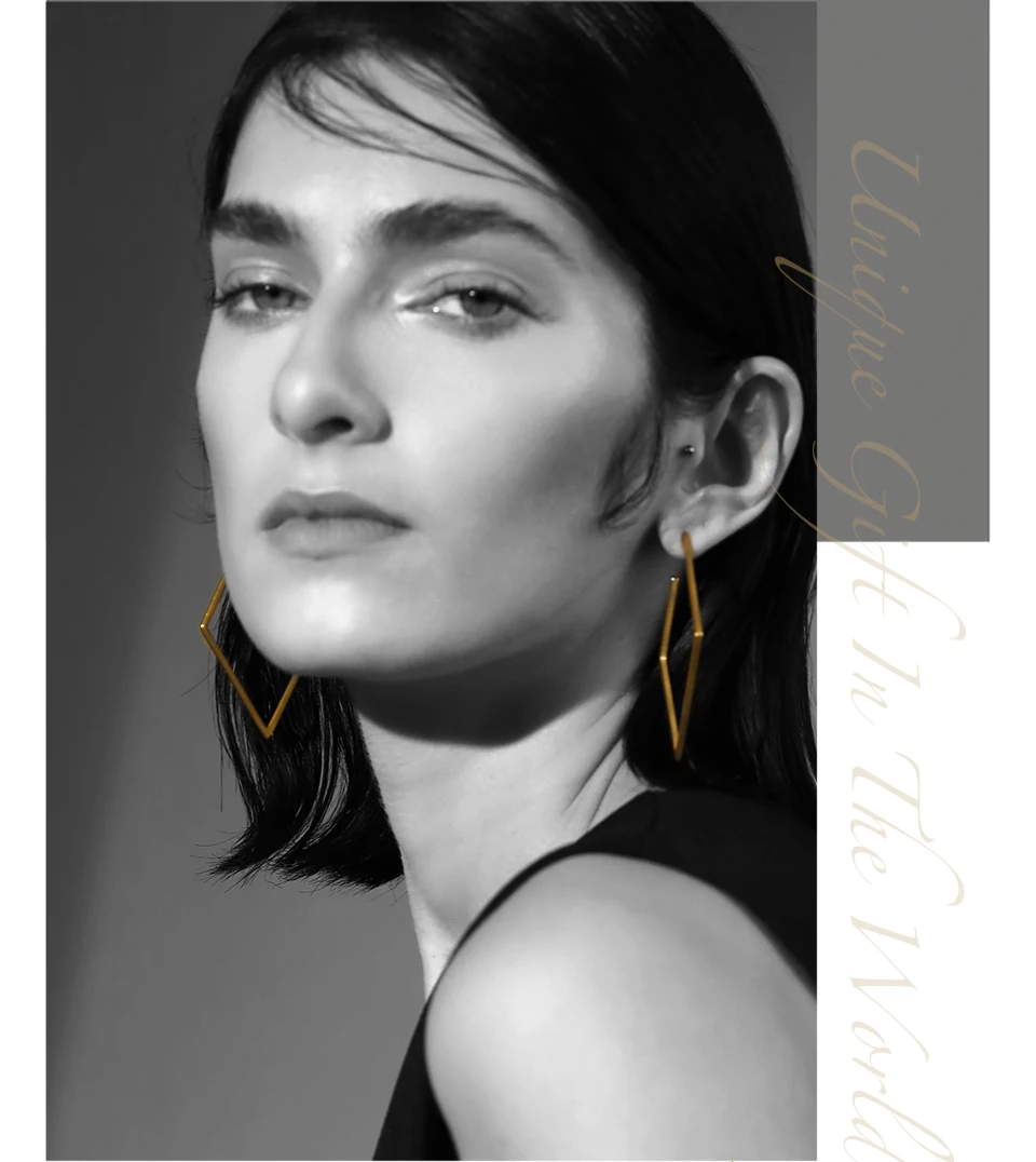 Enfashion ювелирные изделия геометрические большие ромбовидные серьги золотого цвета из нержавеющей стали длинные висячие серьги для женщин серьги EB171035