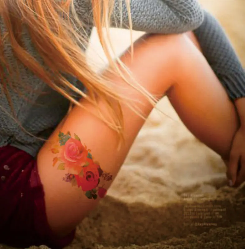 FT05 яркая Роза временная татуировка тела мечтательная Флора татуировки