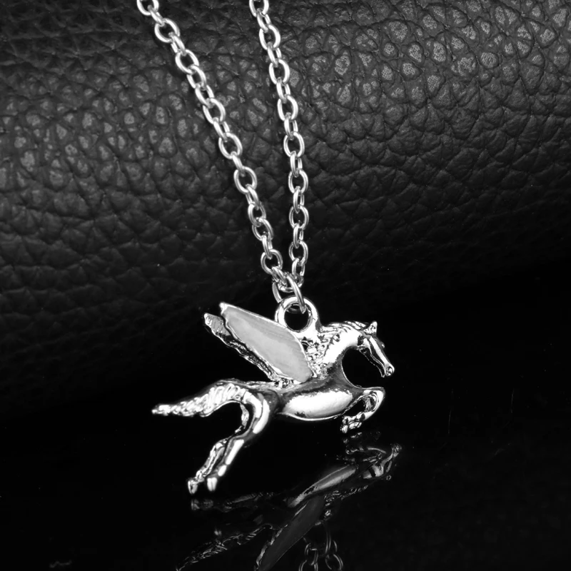 MQCHUN Anime Pegasus GLOW in the DARK Luminous Pendant Necklace Fashion Men's Horse Jewelry Hot Movie Percy Jackson | Украшения и