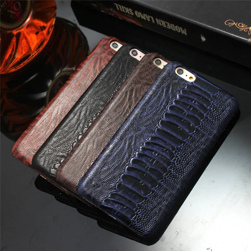 Чехол-накладка CYBORIS из натуральной кожи с рисунком страусиных ножек для iPhone 6 6S