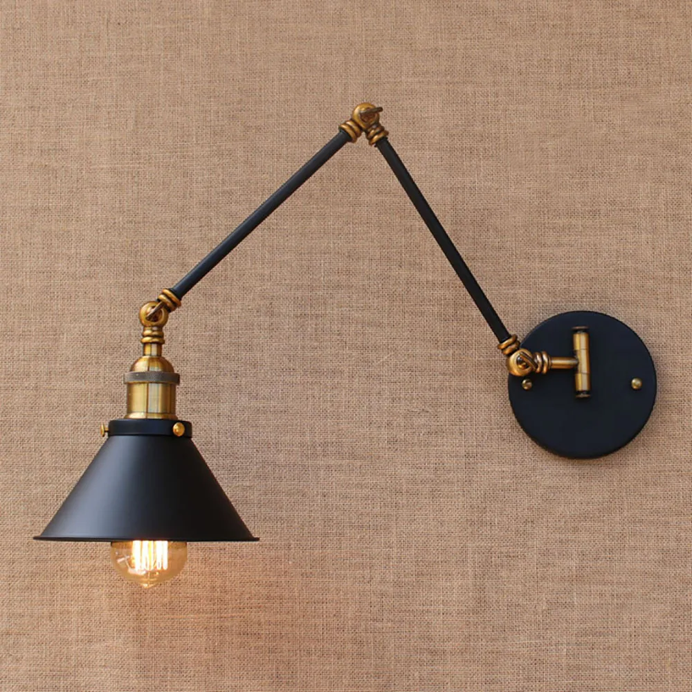 Американская кантри Лофт Регулируемая настенная лампа с длинным кронштейном