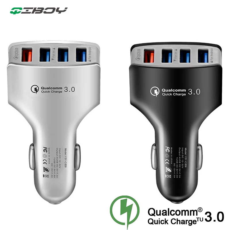 Quick Charge 3.0 Car Charger Adapter For iPhone XS Xiaomi Cable 7A QC3.0 Turbo 4 USB Jack Fast Charging Mobile Phone Car-Charger