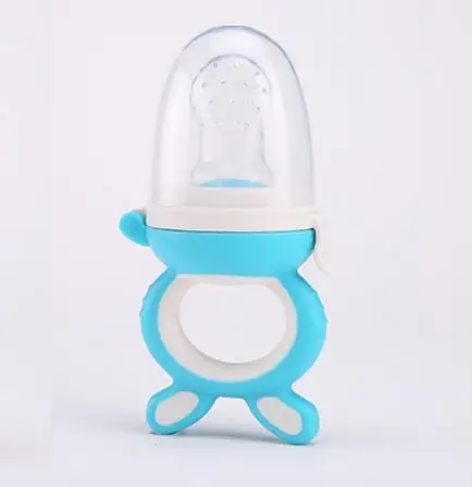 Blue ear S Портативная силиконовая соска для младенцев, бутылочка для кормления свежей пищи, ручка для кормления, зубопрорезыватель - Цвет: Blue ear S