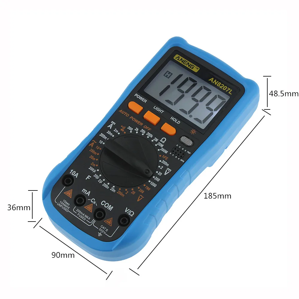 Aneng AN8207L Подсветка ток нескольких метров цифровой мультиметр 2000 графы