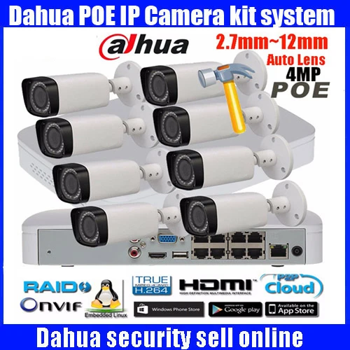 Оригинальная английская камера Dahua 8 каналов 1080P POE фотокамера 4 МП 2 12 мм