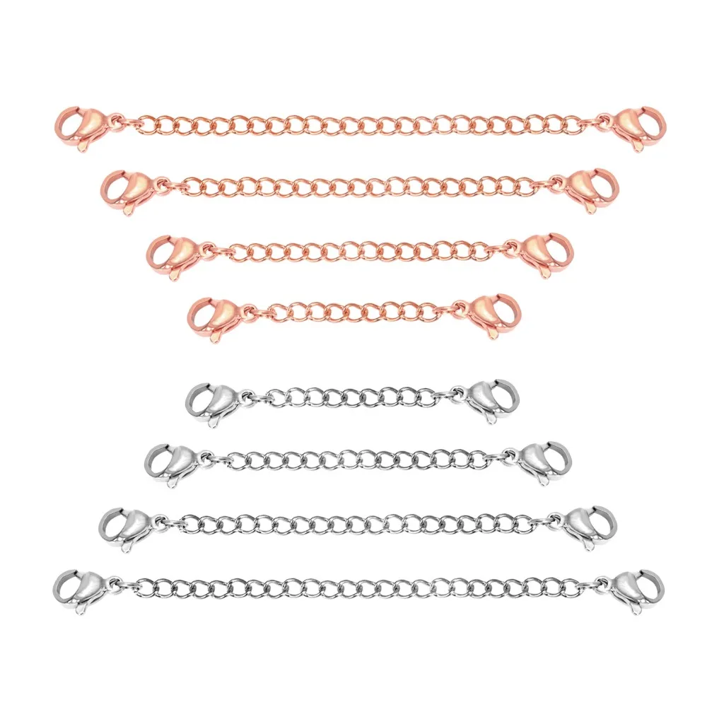 LUXUSTEEL Расширенный удлинительные цепочки 2 дюйма/3 дюйма/4 дюйма/6 дюймов розовое золото серебро цвет 8 шт./компл. Extender звено цепи делая выводы