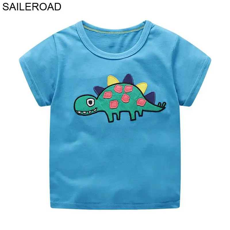 SAILEROAD 3 шт. Динозавров Детские футболки с принтом животных Детская одежда Лето Детские с коротким рукавом футболки для мальчиков 4 года для девочек
