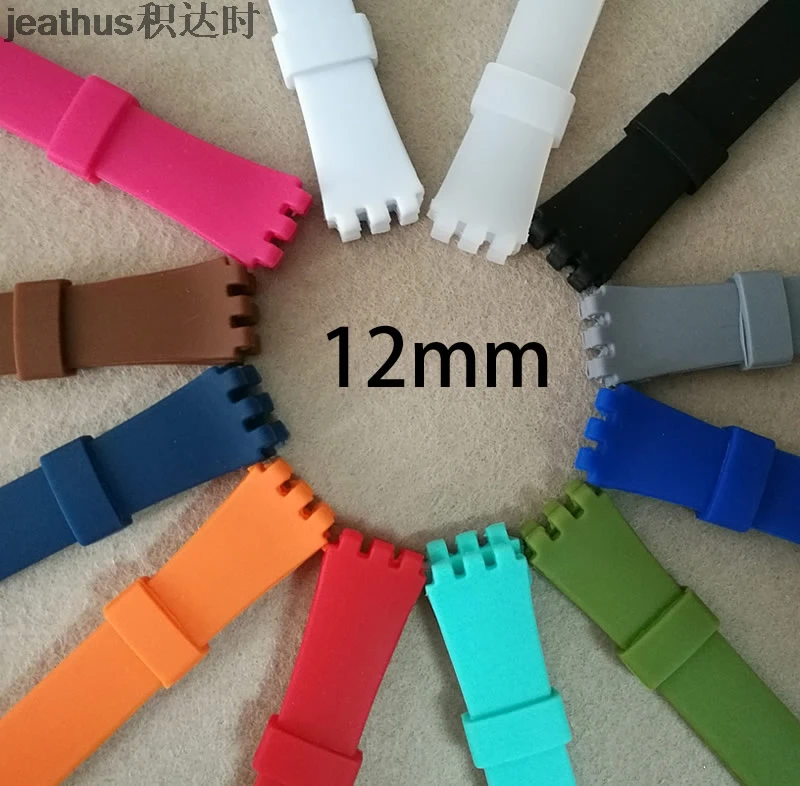 Ремешок для часов jeathus watcband из силиконовой резины 12 мм сменный ремешок с пряжкой