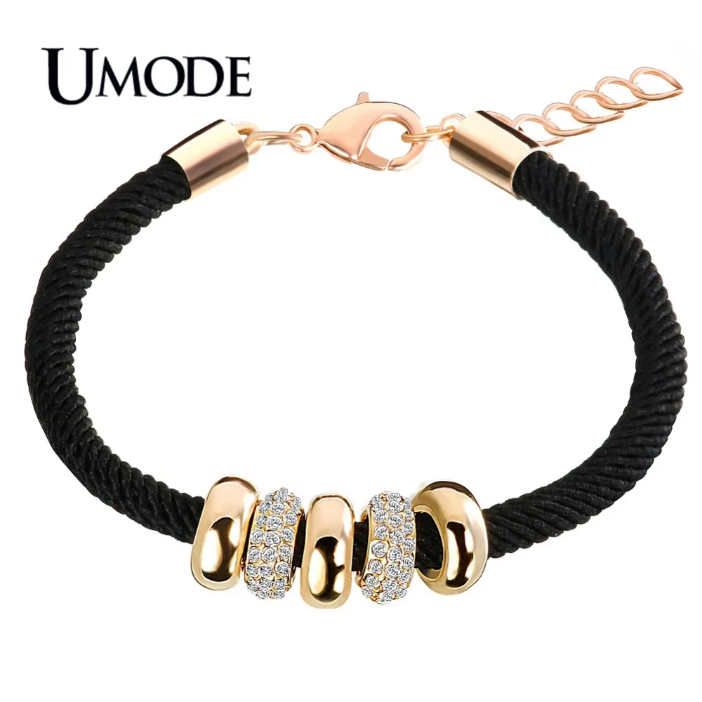 UMODE, новая мода, золотой цвет, веревка, очаровательный браслет для женщин, австрийские стразы, круглые круги, подвеска, ювелирное изделие, Pulseiras AUB0074