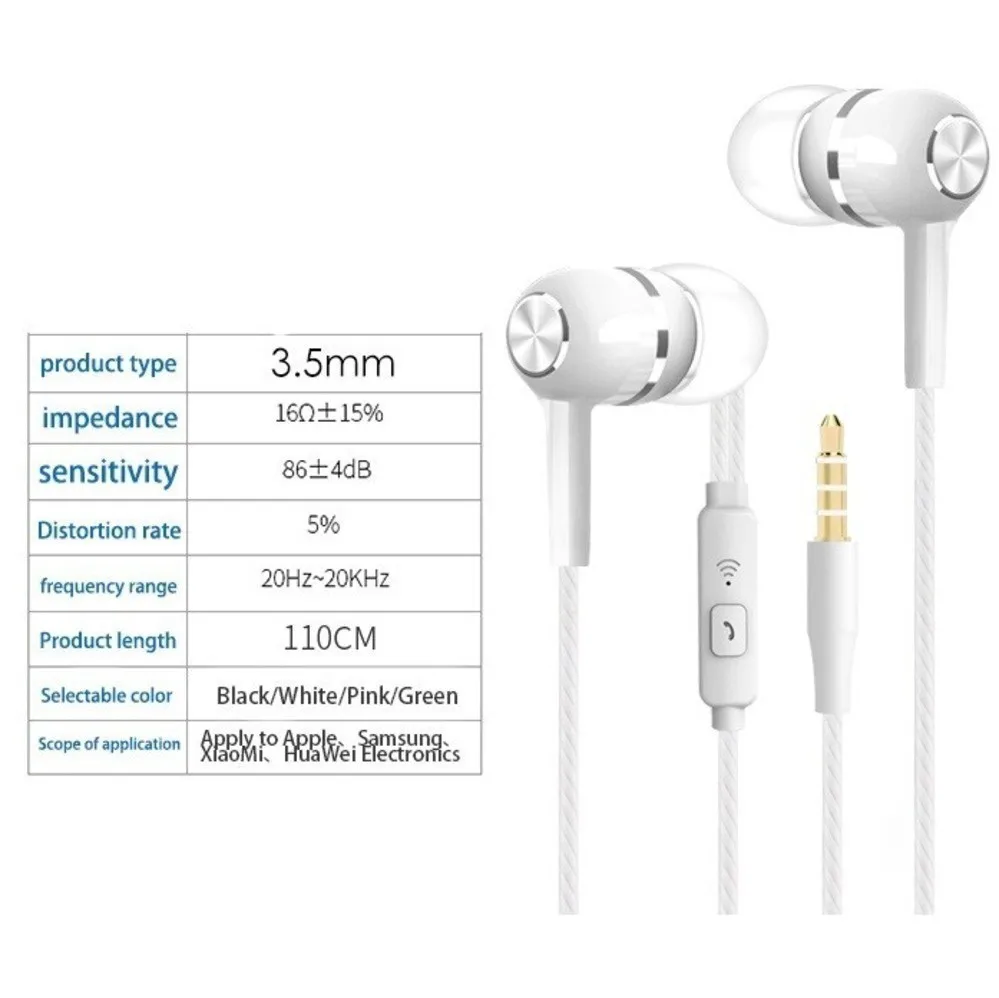 Наушники-вкладыши спортивные проводные с микрофоном 3 5 мм глубокими басами |