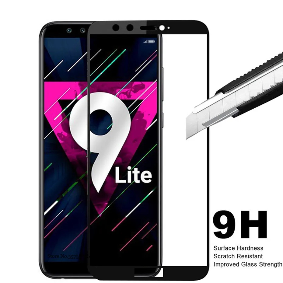 5D полное клеевое стекло на honor 9 lite light для Huawei honer Защитная пленка экрана