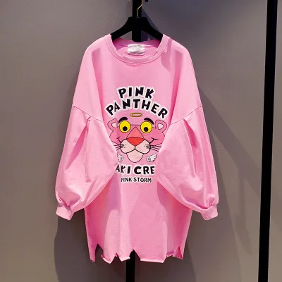 Pink Новые модные весенне-осенние женские футболки свободные топы для студентов с принтом букв повседневные футболки с рукавами «летучая мышь» с круглым вырезом - Цвет: Pink
