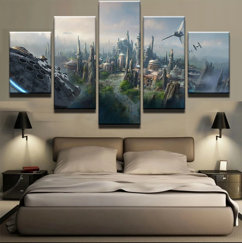 5 панелей Печать на холсте модные пейзажи Сокол Миллениум Холст Картина постер