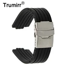 Ремешок силиконовый для часов с выпуклым отверстием, резиновый браслет из нержавеющей стали с застежкой, с пружинной штангой, 12 мм x 22 мм