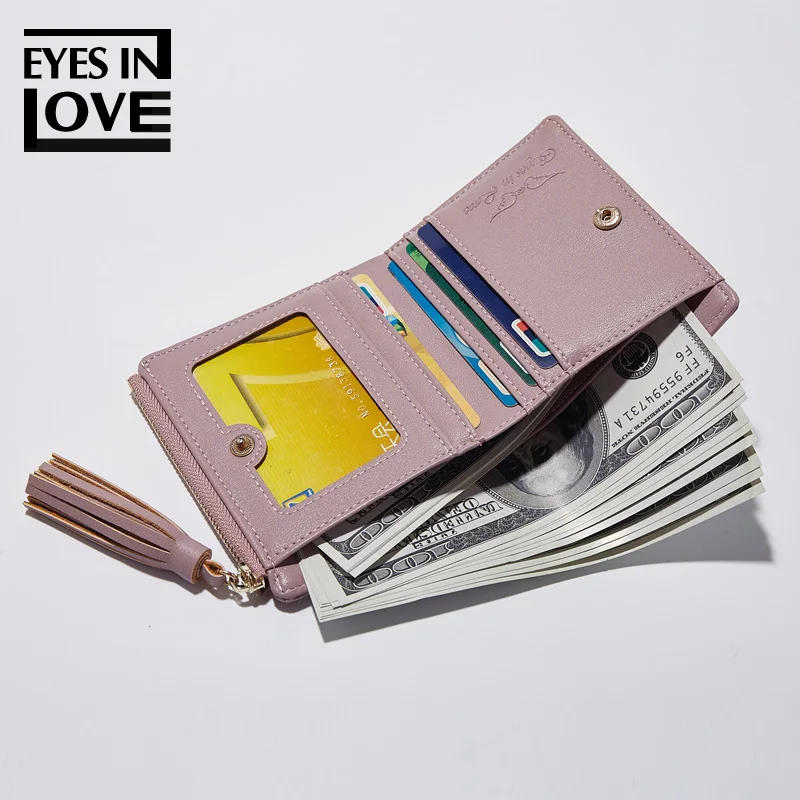 2018 Мода кисточкой короткие Для женщин кожаный бумажник ежедневно простые сумки