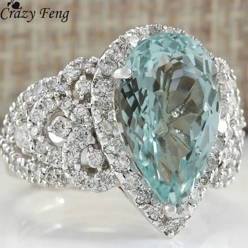 Crazy Feng 2018 Модный Ювелирный камень с синим цирконием Серебряное украшение ажурные