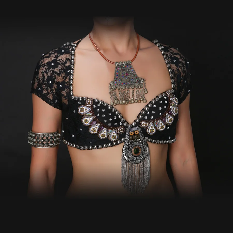 Costume for ATS Belly dancing Tribal Dance Clothes Women 3 pcs Outfit Tops Belt and Pants | Тематическая одежда и униформа