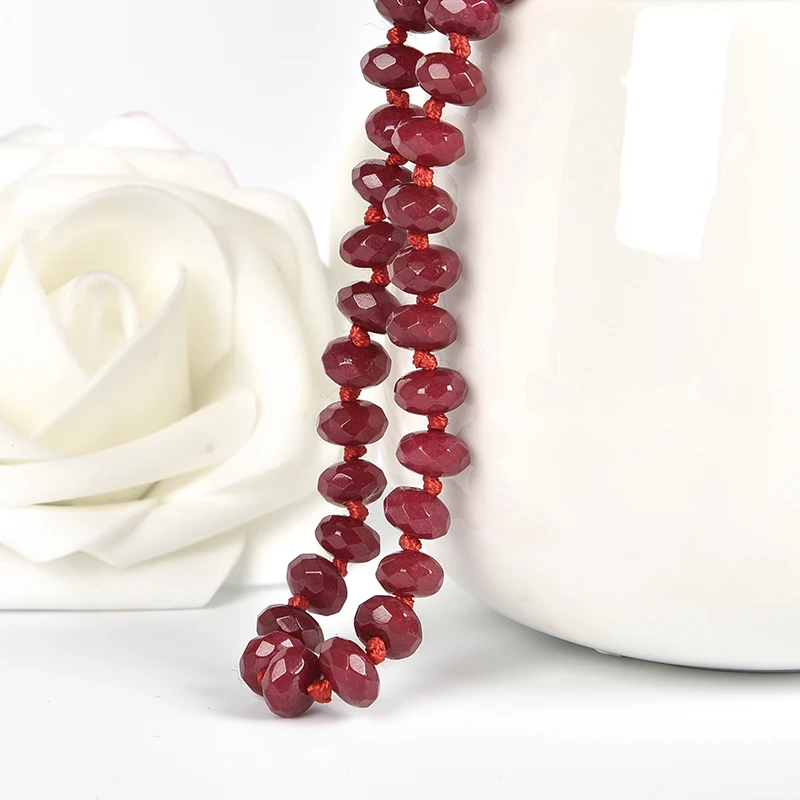 

Dazzling Red hot and V i m i n e o us bead 5*8 mm R-u-by Necklace,take everyone vitality. semiprecious