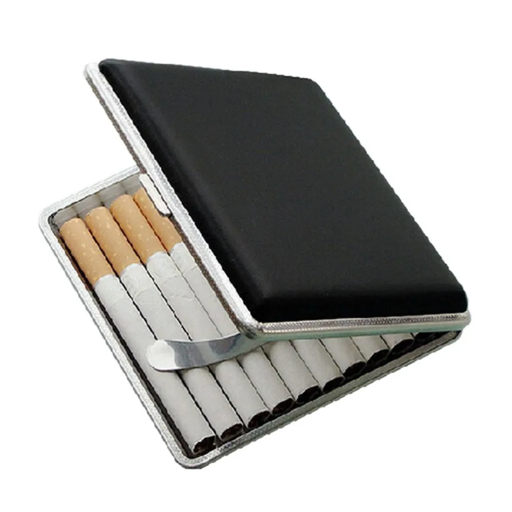 New Faux Leather Metal Frame Black Cigarette Storage Case Box Container for Lighter | Дом и сад