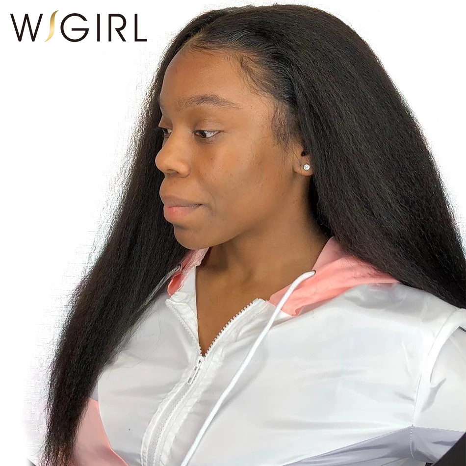 Wigirl Волосы Кудрявые прямые кружевные передние человеческие волосы парики натуральные волосы бразильские парики для женщин Отбеленный узел натуральный цвет