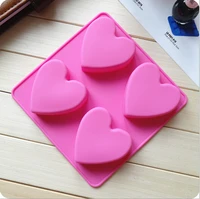 hot handmade soap mould 4 lattices love heart shape silicone cake decorating mold chocolate mold for the cake baking tools cl080
