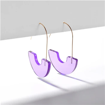 01 Donarsei Fashion ZA Crescent Leopard Acrylic Earrings For Women Boho Acetate C U Shape Drop Dangle Earrings Statement Jewelry - Окраска металла: 01