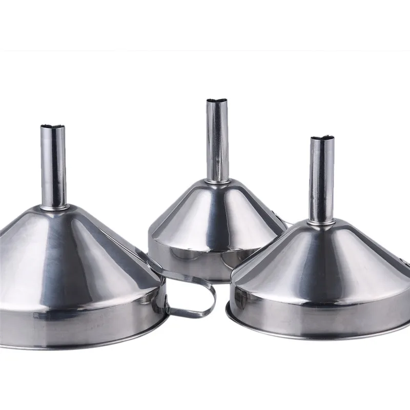 

3Pcs/Set High Quality Kitchen Wine And Oil Funnels Stainless Steel Pouring Decanting Funnel Wide Mouth Funnels Kitchen Accessor