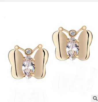 

Fine jewelry zircon butterfly little stud earrings/korean elegant women jewelry wholesale/brincos/boucle d'oreille/bijoux femme