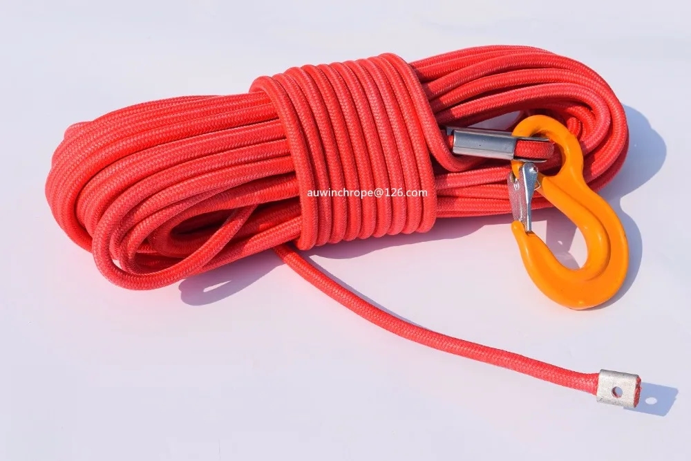 Красный сердечник из UHMWPE 12 мм * 30 м с курткой синтетический трос лебедки для лодки