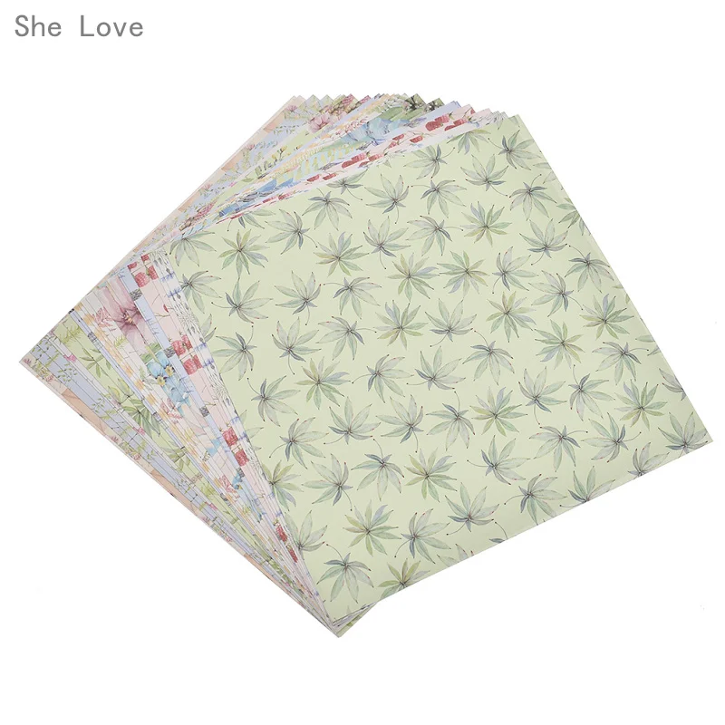 Фон для скрапбукинга ручной работы с растительным цветком 24 листа|Крафт-бумага| |