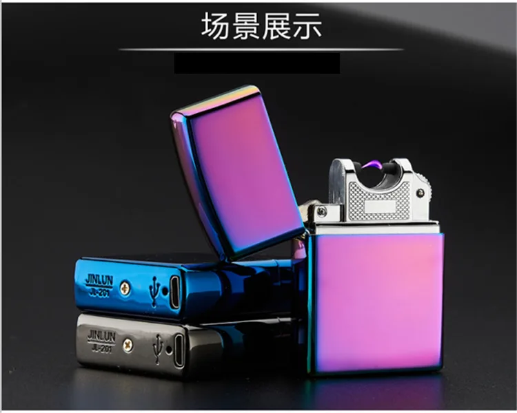 Usb Recgargeable Arc плазмы электрический прикуривателя ветрозащитный импульса красочные зажигалки для курения