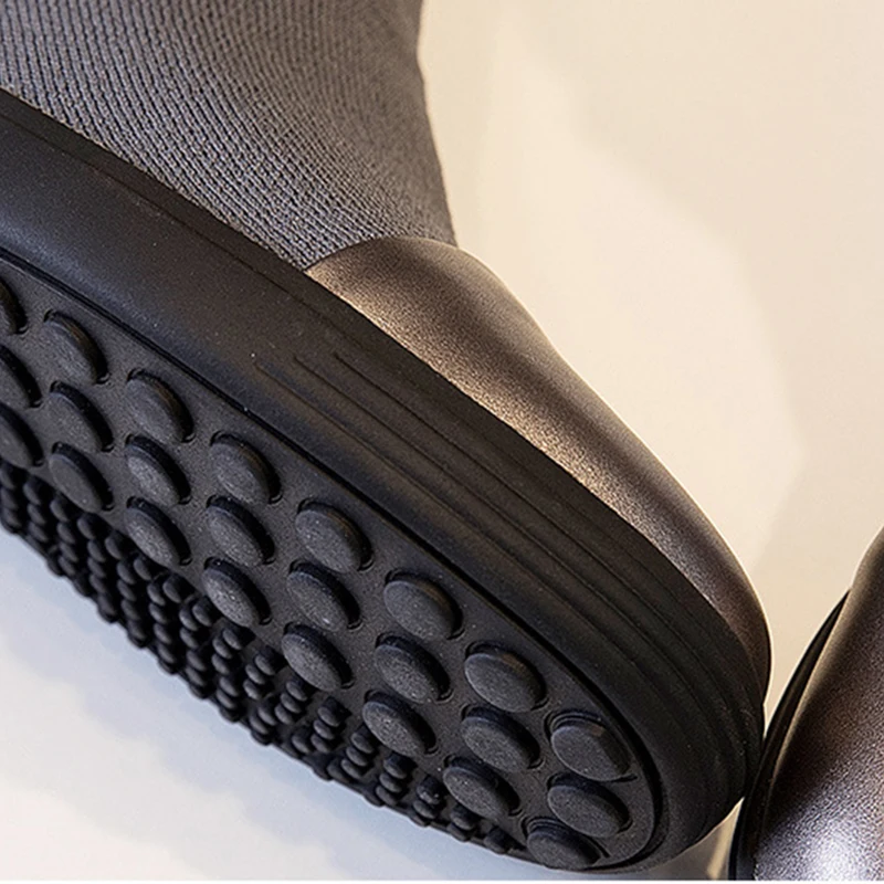 Women's Boots Autumn Winter Genuine Leather Mid-Calf Boots For Woman Winter Shoes Ladies Black Flat Boot Autumn Casual Shoe