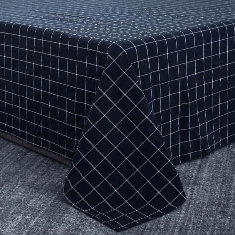 Cotton Printing Plaid Bedding Sheet Bed Linen Bed Comfortable Flat Sheet Mattress Cover Pillow Case Cover Queen king Size#s