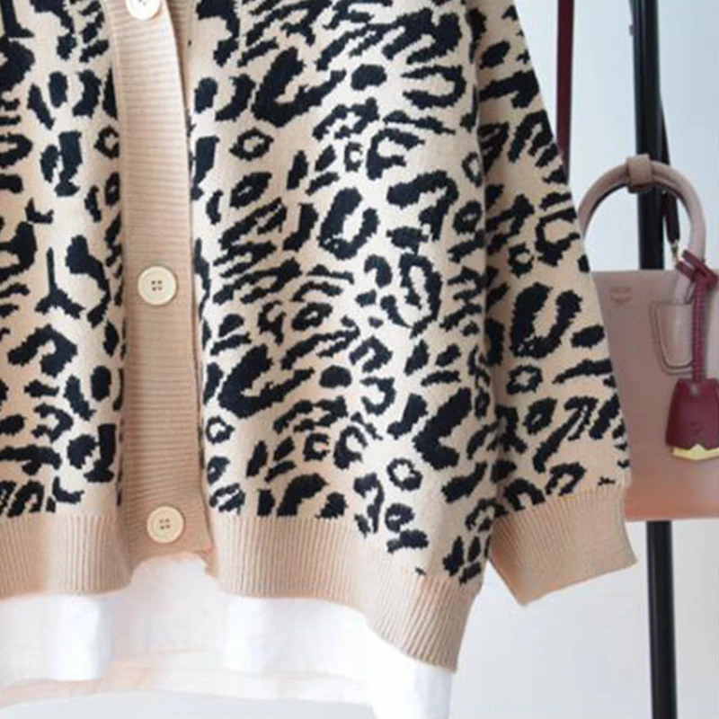Hirsionsan Leopard Sweater Women Button Sex Cardigan New 2019 Autumn Winter Casual Knitted Loose Korean Warm Female Punk Jumper |