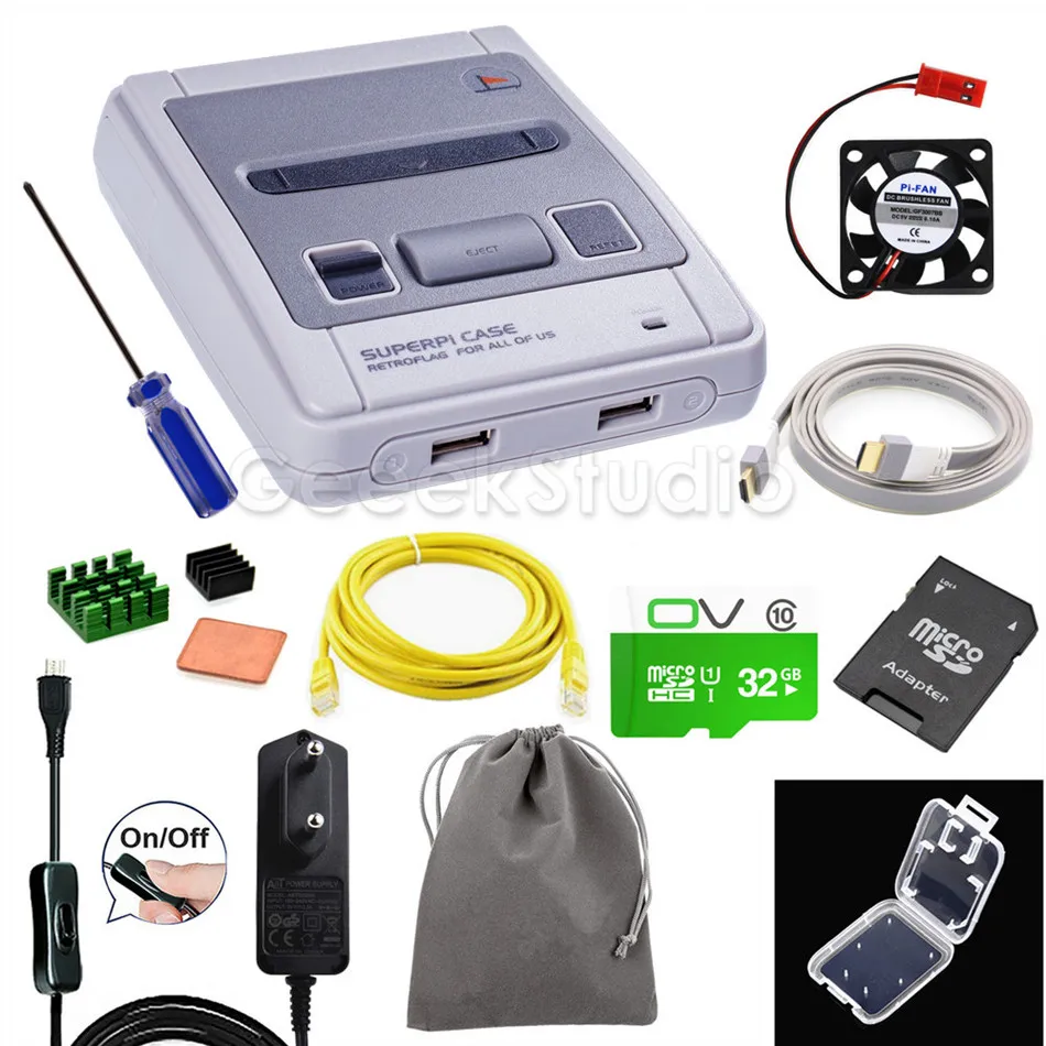 Чехол Retroflag SUPERPi-J NESPi чехол с дополнительным usb-контроллером для Raspberry Pi 3B Plus(3B+)/3B/2B - Цвет: CASE Power Card Kit