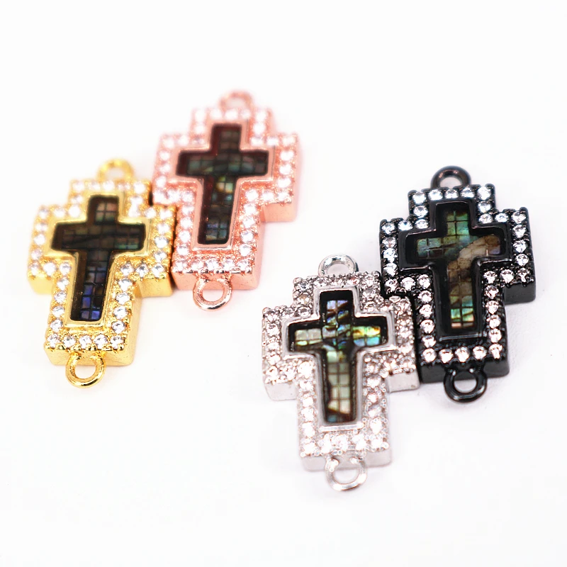 10 шт./лот Ювелирное Украшение на удачу мигающий изящный крест Micro Pave CZ для