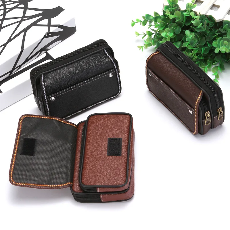

YAMBUTO New Vintage Outdoor Multi-function Heuptas Heren PU Leather Cigarettes Packs On The Belt Coin Phone Card Men Waist Bag