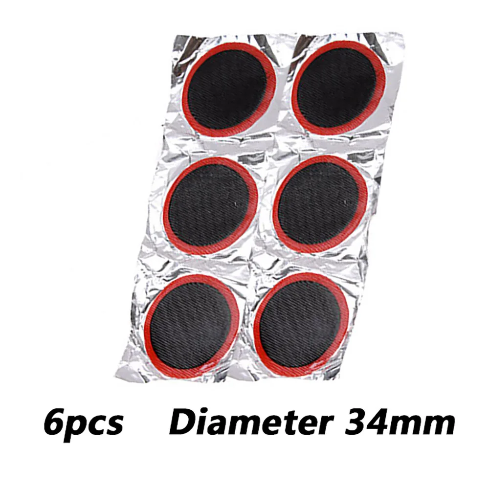 6pcs Diameter 34mm 6 шт./лот, набор для ремонта велосипедов, горных велосипедов, плоских резиновых шин, шин, труб, шин, Ремонтный патч, набор для холодной фиксации - Цвет: 6pcs Diameter 34mm