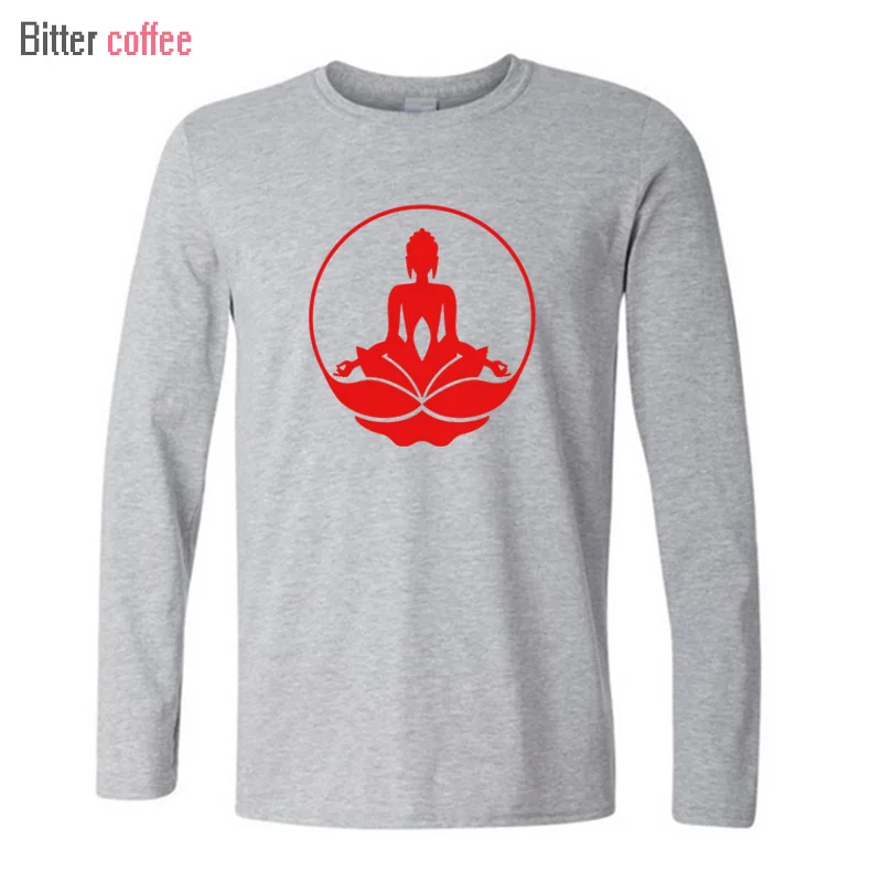 hot sale mens clothing tops tees free shipping buddha printed fashion brand men solid color long sleeve sweatshirts t shirt free global shipping